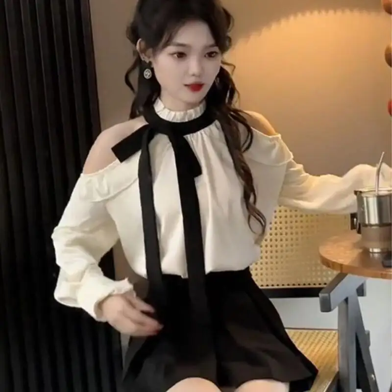 2026 Spring Summer New Fashion Women French Style Dress Set Skirt Design Sense Off Shoulder Shirt Half Body Skirt Two Piece Set