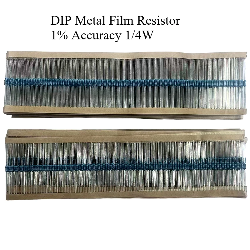 

100pcs 1/4Watt Metal Film Resistors 1% 0.25W 100R 330R 470R 1K 2.2K 4.7K 6.8K 10K 22K 47K 1M Ohm