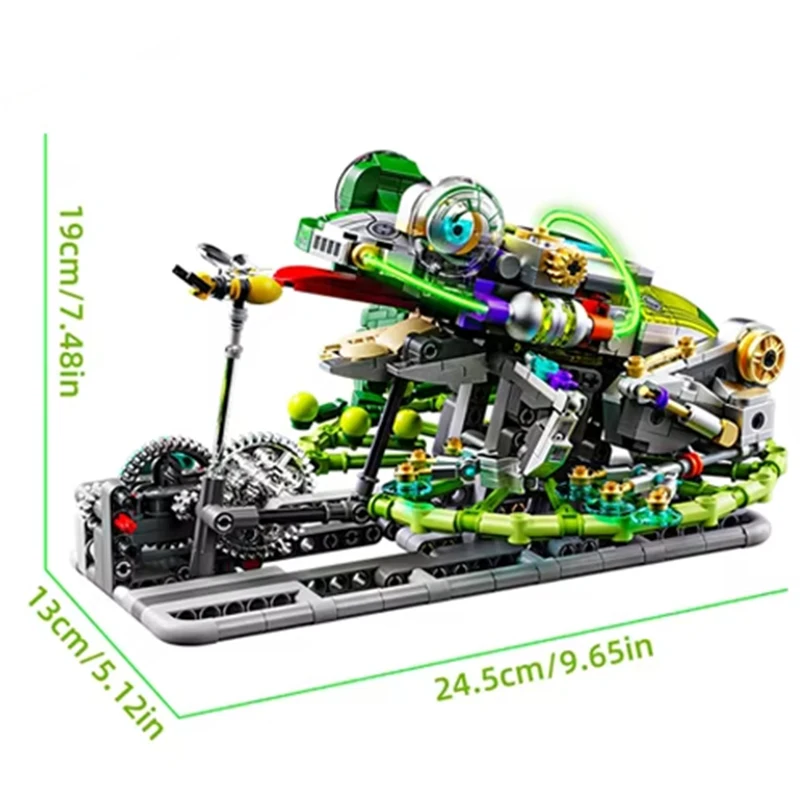 機械式カエルビルディングブロックキット 898 個透明テクニック両生類レンガモデル STEM 教育玩具子供のため