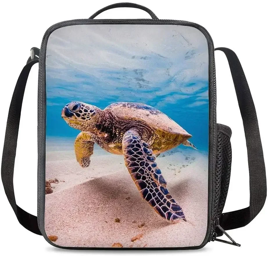 Bolsa de almuerzo con aislamiento de tortuga para adultos y niños, contenedores de mano, reutilizables, compactos, para el trabajo escolar, la Oficina, Picnic, Océano, Hawaii