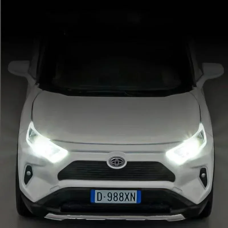 Nouveau modèle de voiture en alliage de Simulation Toyota RAV4 SUV 1:32, son et lumière, traction arrière, adapté aux jouets et aux collections pour enfants