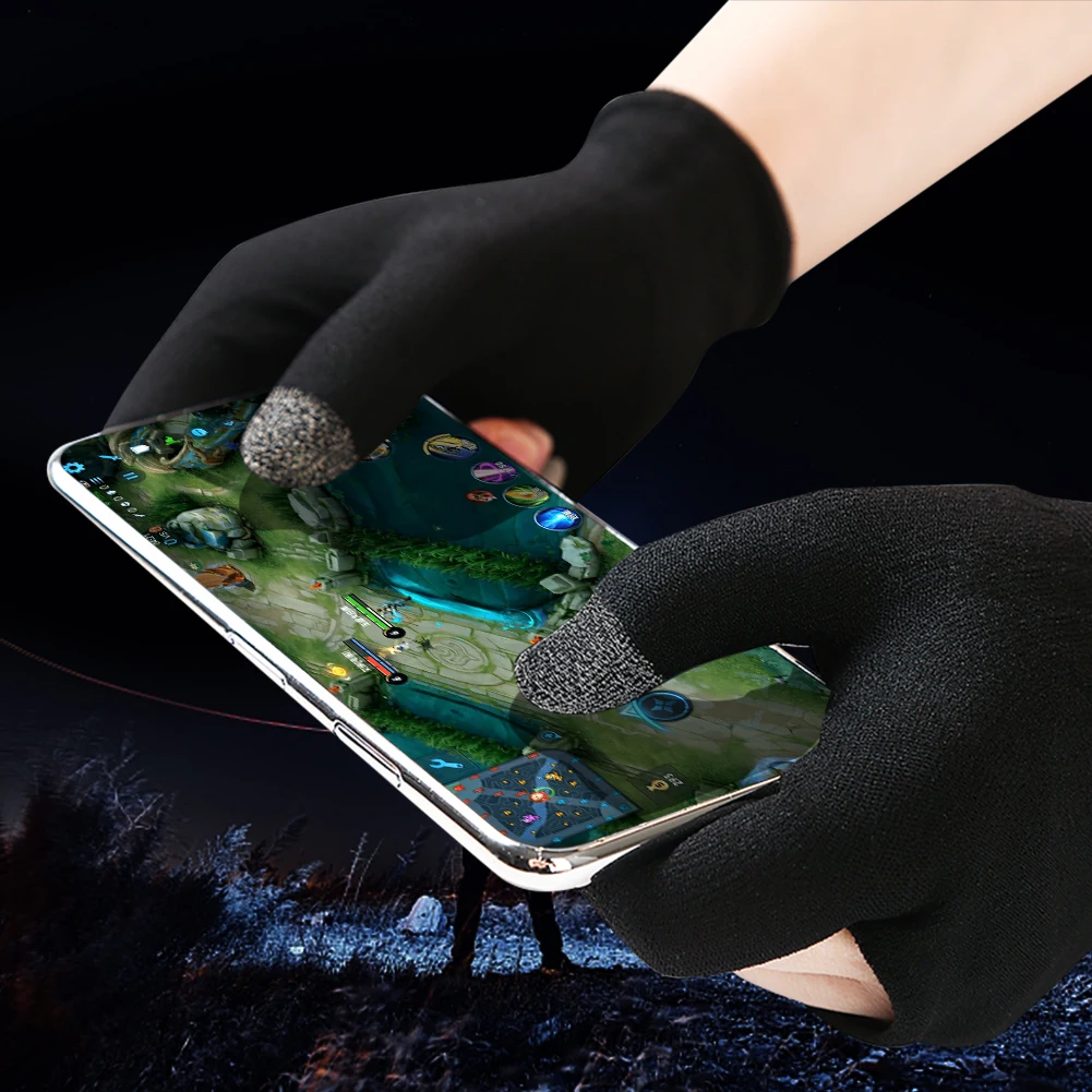 1 Pair Palm Fingertip Gloves Sweatproof Gaming Finger Cover Anti-slip Gaming Finger Sleeve Breathable for PUBG Mobile Phone Game