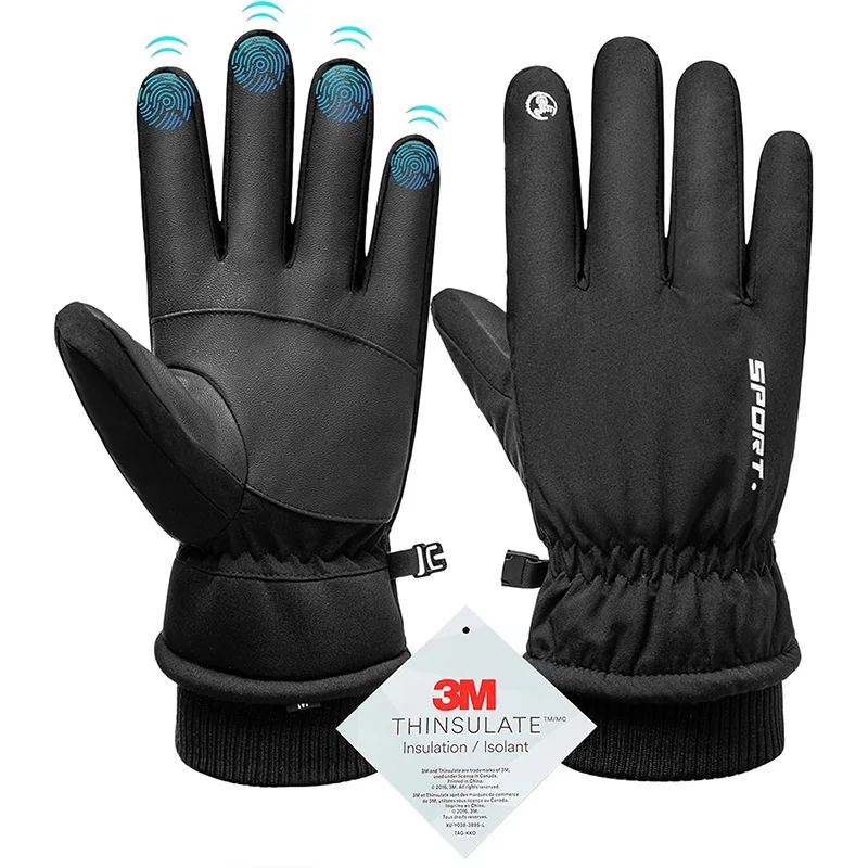 AliExpress Men Winter Waterproof Cycling Gloves Sports Running Motorcycle Ski Touch Screen Fleece Gloves Non-slip Warm Full Fingers