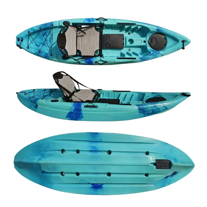 Single Person HDPE Plastic 10ft Kayak with Aluminum Seat Platform Dinghy for River Fishing Can Be Fitted with