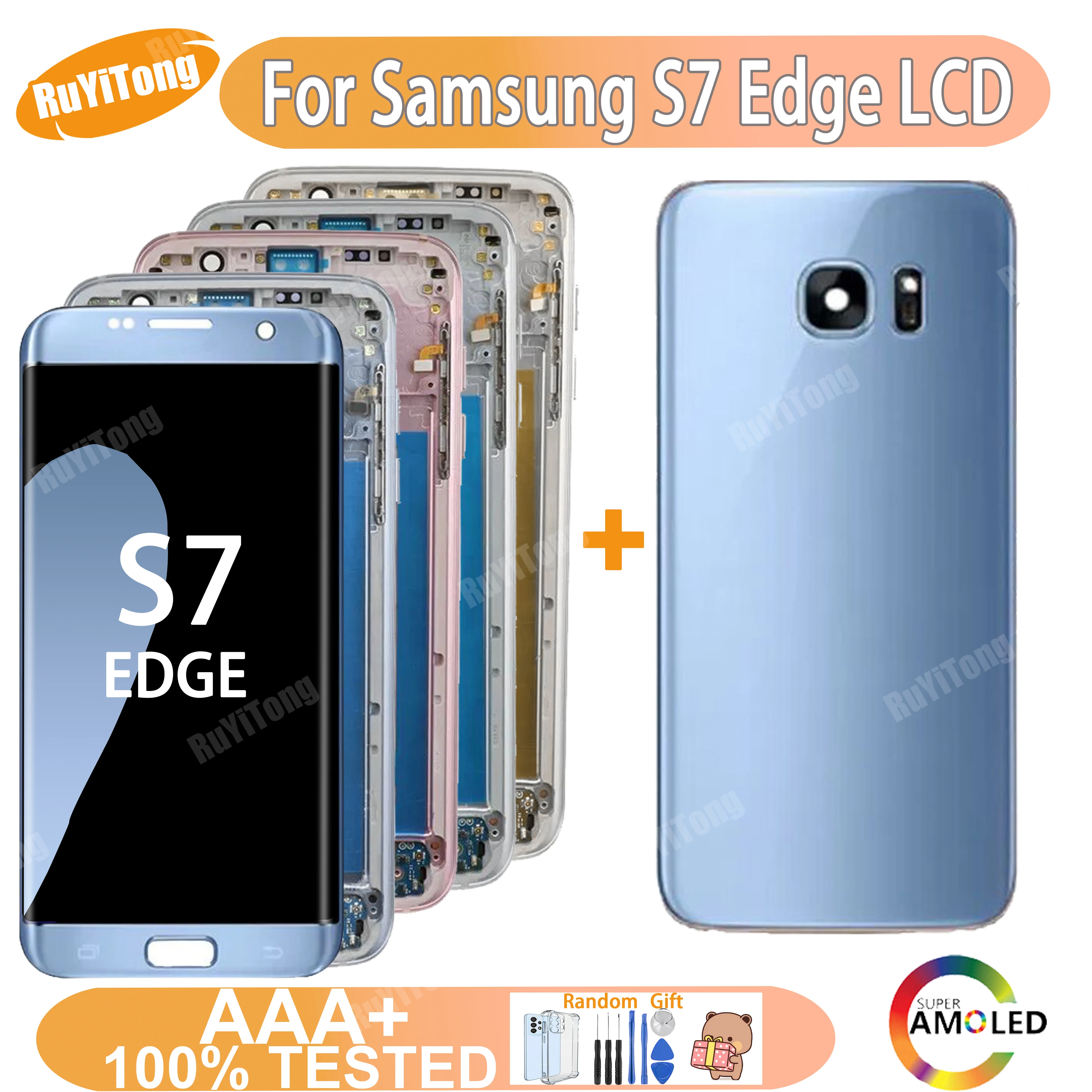 Super Quality AMOLED LCD For Samsung Galaxy S7 Edge SM-G935FD G935F G935 LCD Display Touch Screen Digitizer Assembly Replacement