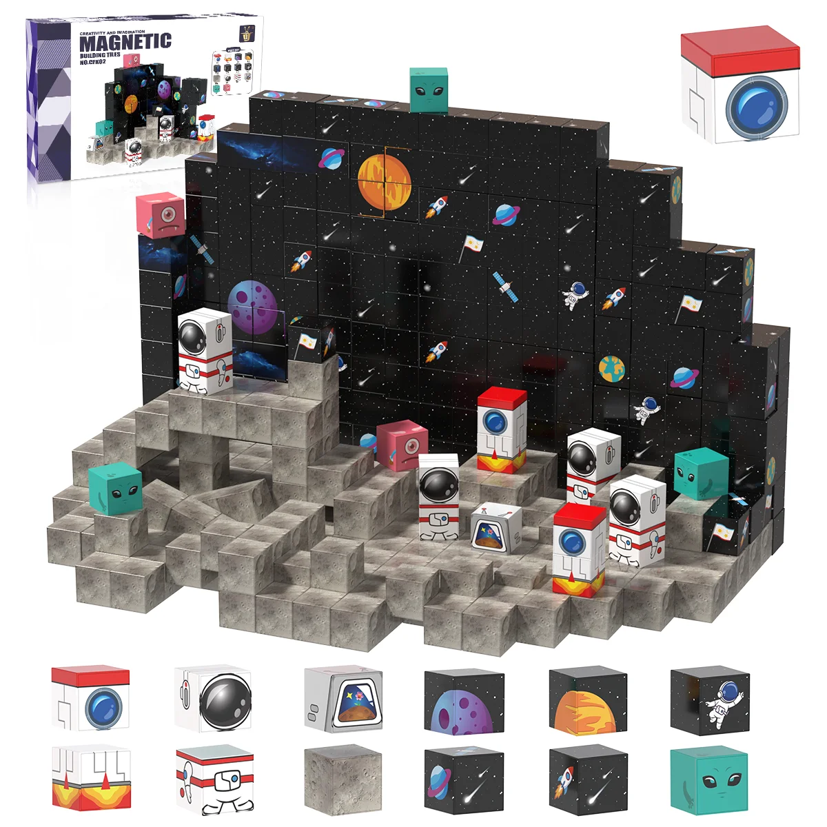 مجموعة مكعبات بناء مغناطيسية مناسبة للأولاد والبنات فوق 3 سنوات، نموذج DIY هدية لعبة حسية جذعية للأطفال