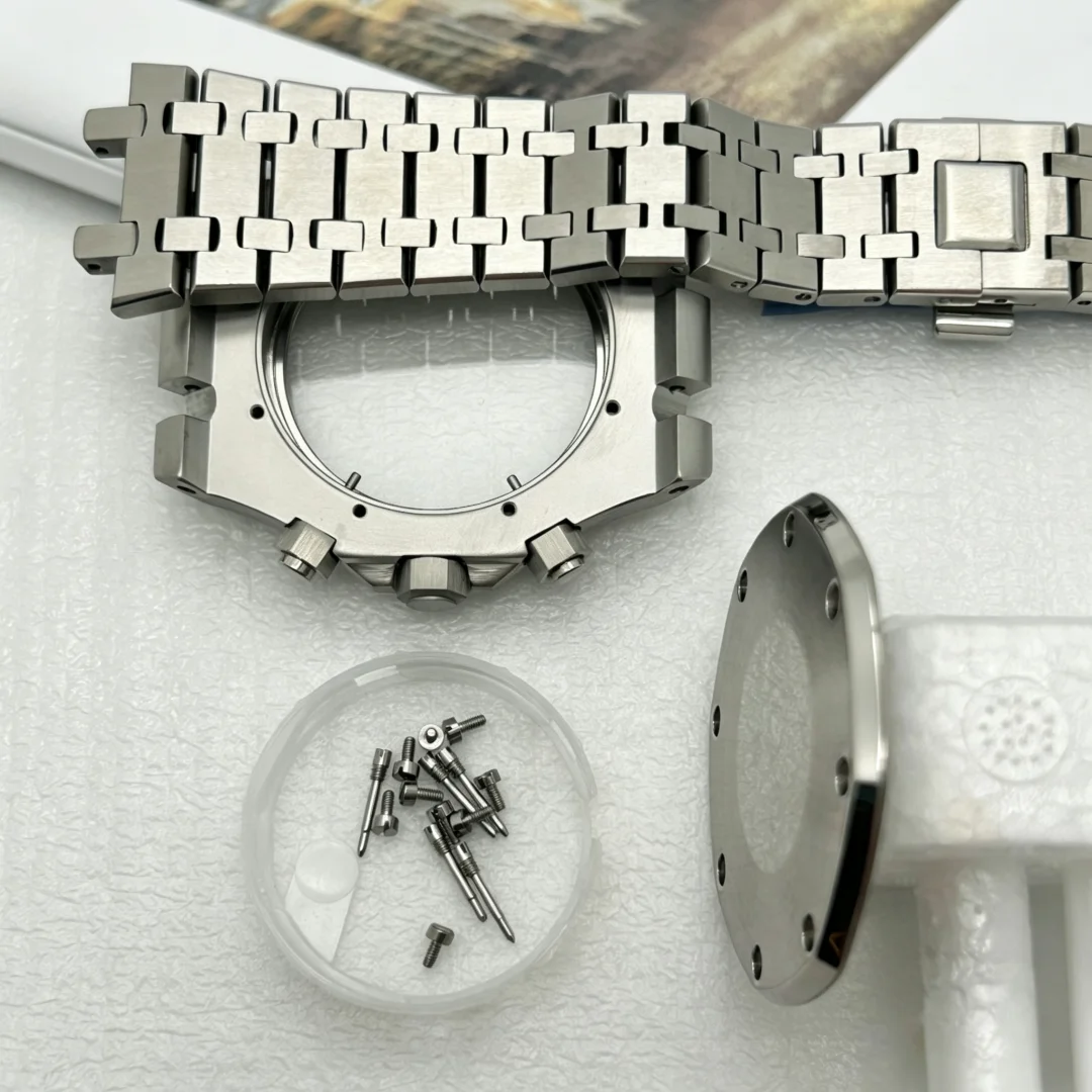 42MM Silver Gold Black Modified Watch Accessory Part Strap for Oak Case 31.8mm Dial VK64/63 Quartz Movement Pointer Kit No Logo view 5