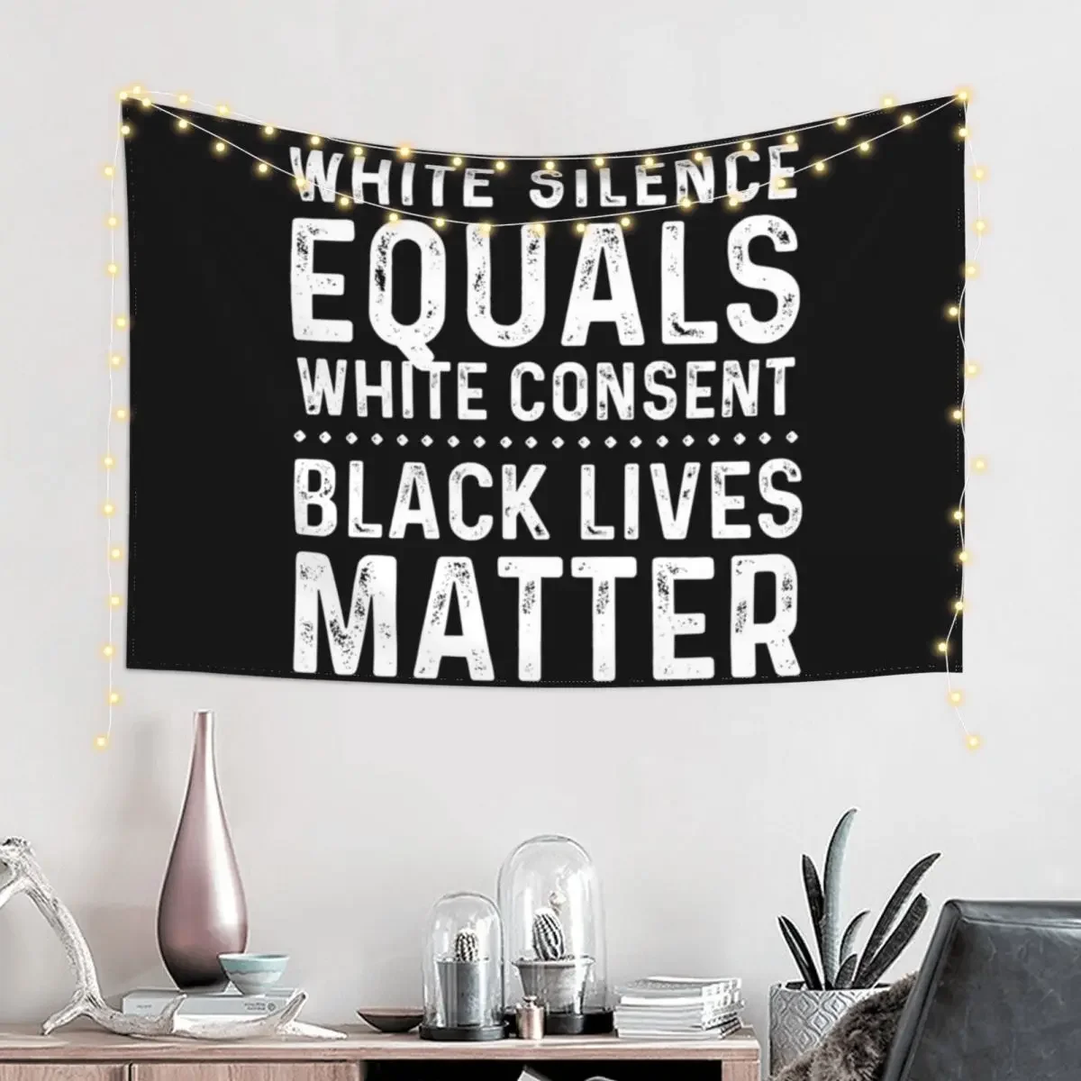 White Silence Equals White Consent Black Lives Matter Tapestry Funny Room Decorations Aesthetic Tapestry