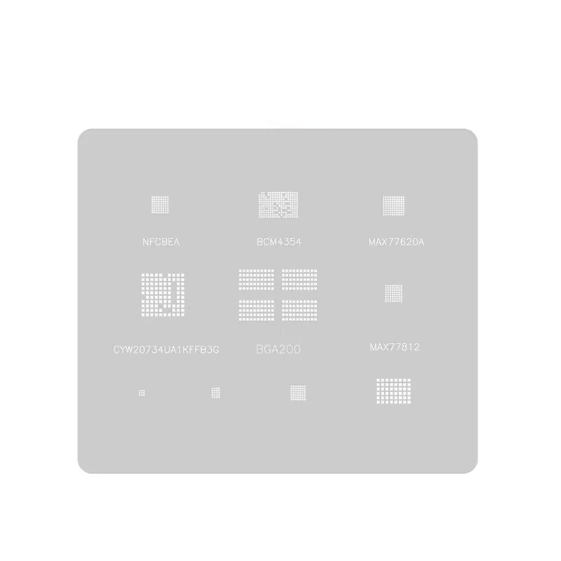 AMAOE 0,12 mm BGA Reballing-Schablone für NFCBEA BCM4354 BGA200 BCM4354 Switch IC Chip Integrierte Zinn-Pflanzschablone