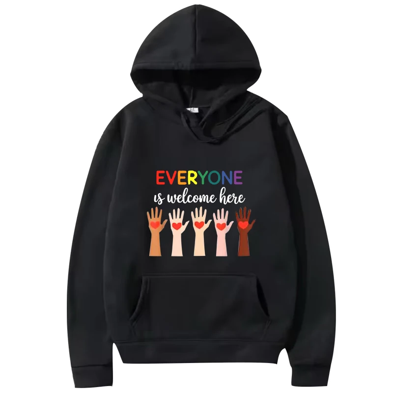 

Everyone Is Welcome Here Idaho Teacher hoodie men women vintage Long sleeve streetwear print Graphics oversized hoodie unisex
