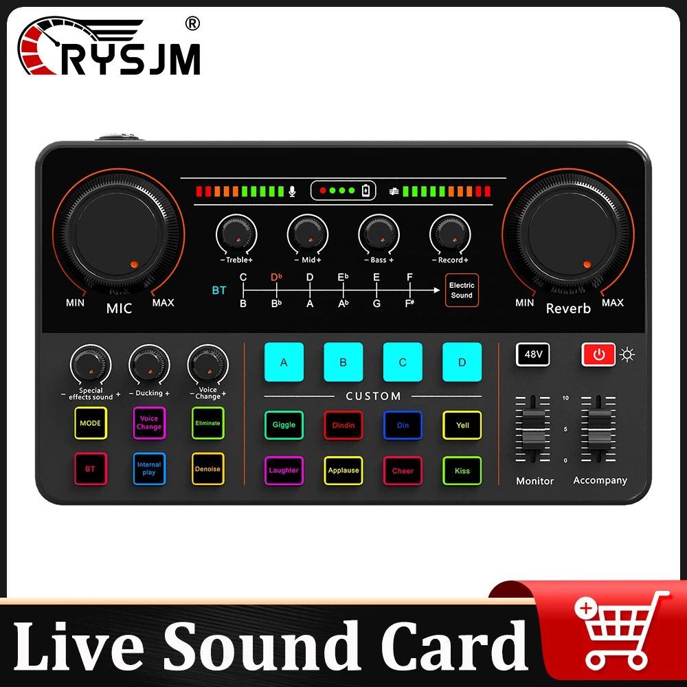 48 فولت فانتوم باور المهنية لايف كارت الصوت 12 لهجة الإلكترونية كارت الصوت جهاز مزج الصوت DJ تحكم ل يوتيوب PC \ الهاتف #1