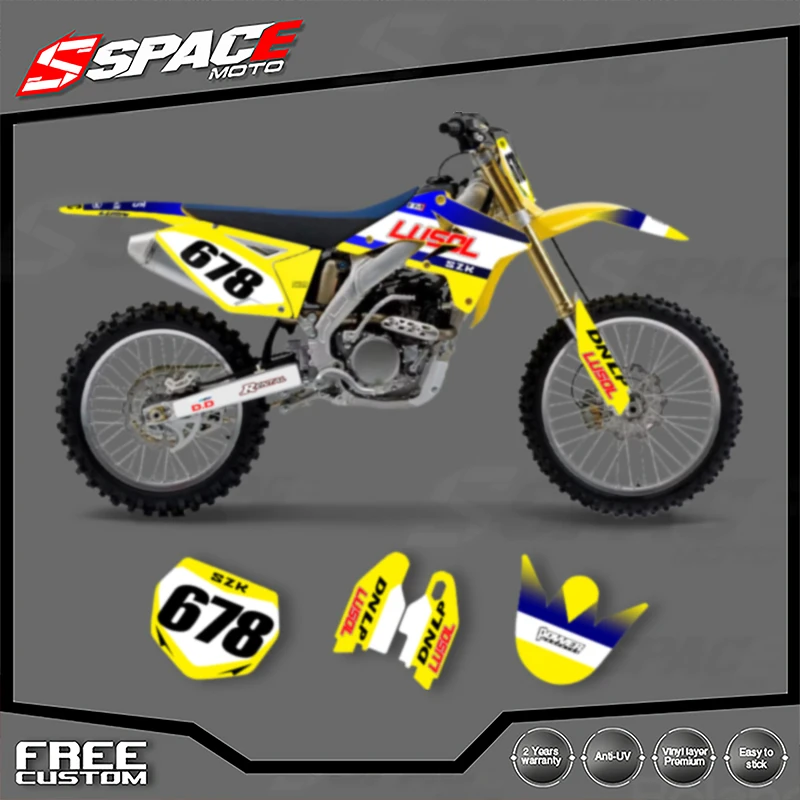 الفضاء مخصص للدراجات النارية الرسومات خلفية مائي لسوزوكي RMZ250 2007 2008 2009 الشارات ملصقات أطقم 005