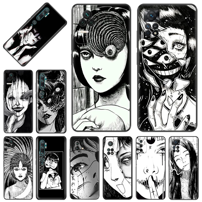 Phone Case for Redmi Note11 Pro 10S 11S 10A 10C Xiaomi 11T 10T 10 11 Lite Junji Ito Tomie Tees Manga Soft Black Anti-Drop Cover