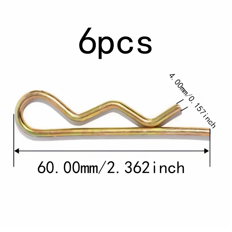 6 pcs 4*60mm M4 M4*60mm Spring Retaining Pins, Reusable Spring Steel, Professional, Multipurpose Versatile