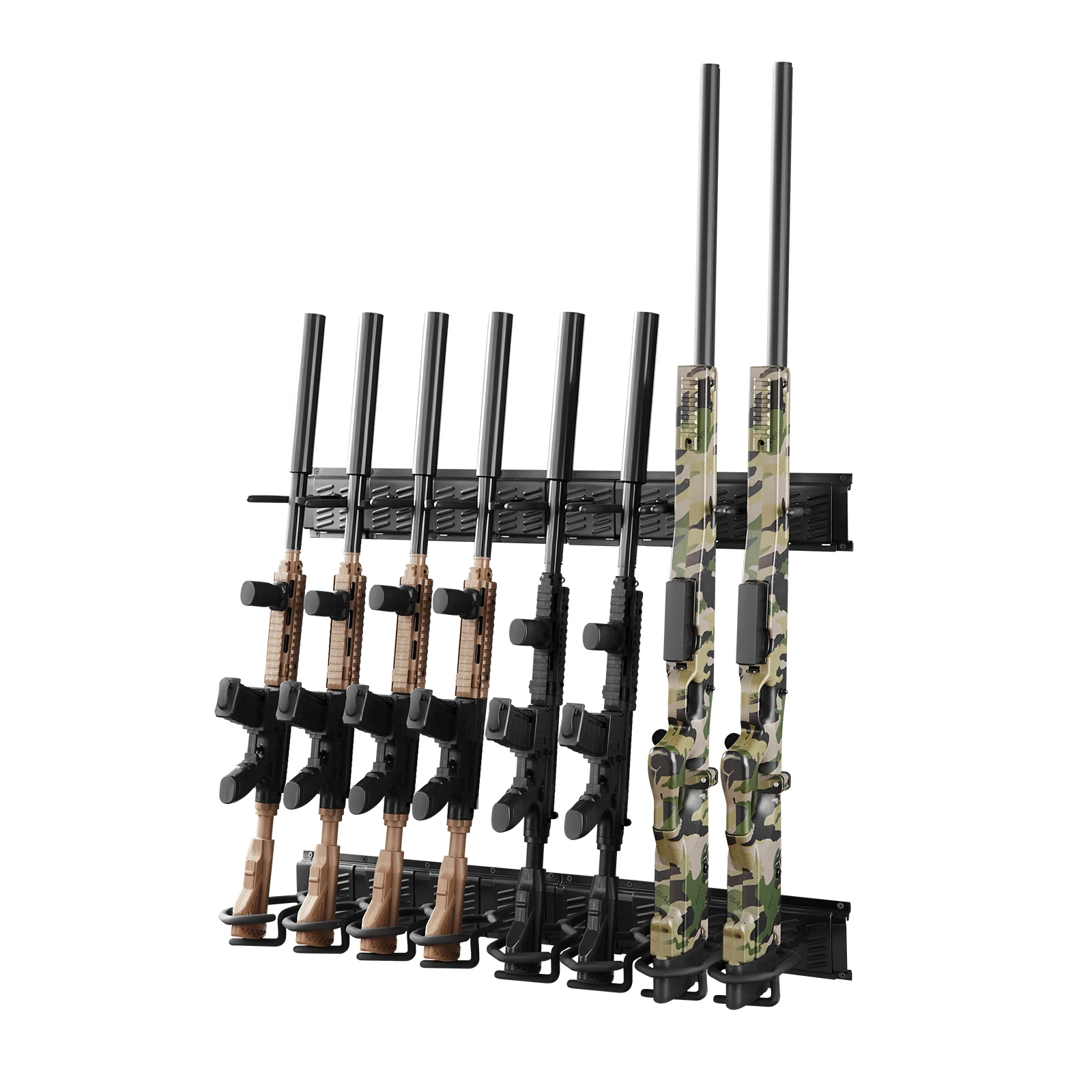 

SucceBuy Indoor Steel Gun Rack 8 Slots for Long Guns Gun Display Rifle Storage Holder with Screws for Home Garage Retail Shop