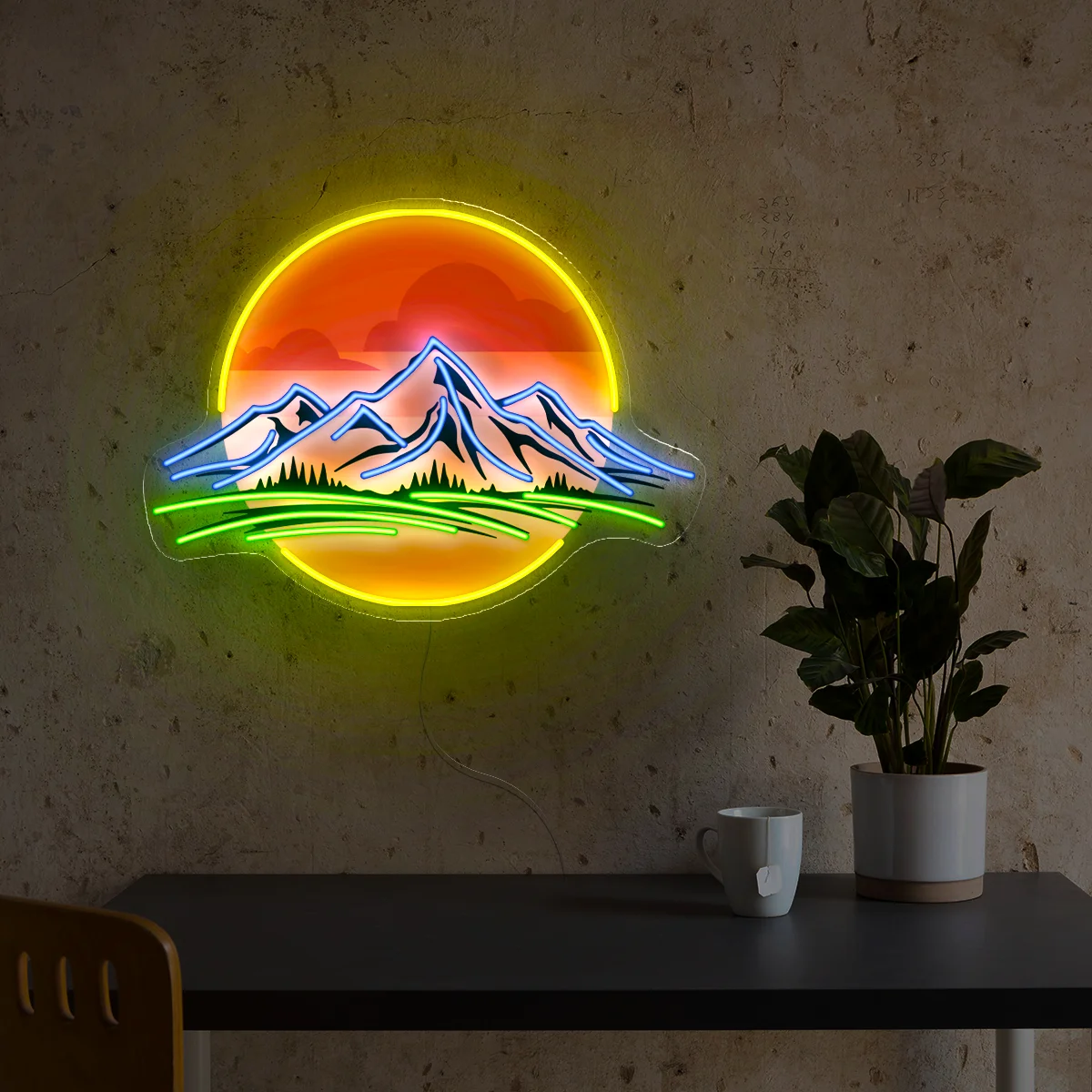 

Mountain Sunset Neon Sign Landscape Artwork Sign Wall Decor Living Room Game Room Aesthetics Night Neon Bar Club Wall Home Decor