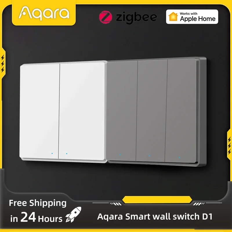 Aqara Smart Wall Switch D1 ZigBee Version With/No Neutral Fire Wire Remote Control Key Light Switch Compatible with HomeKit APP