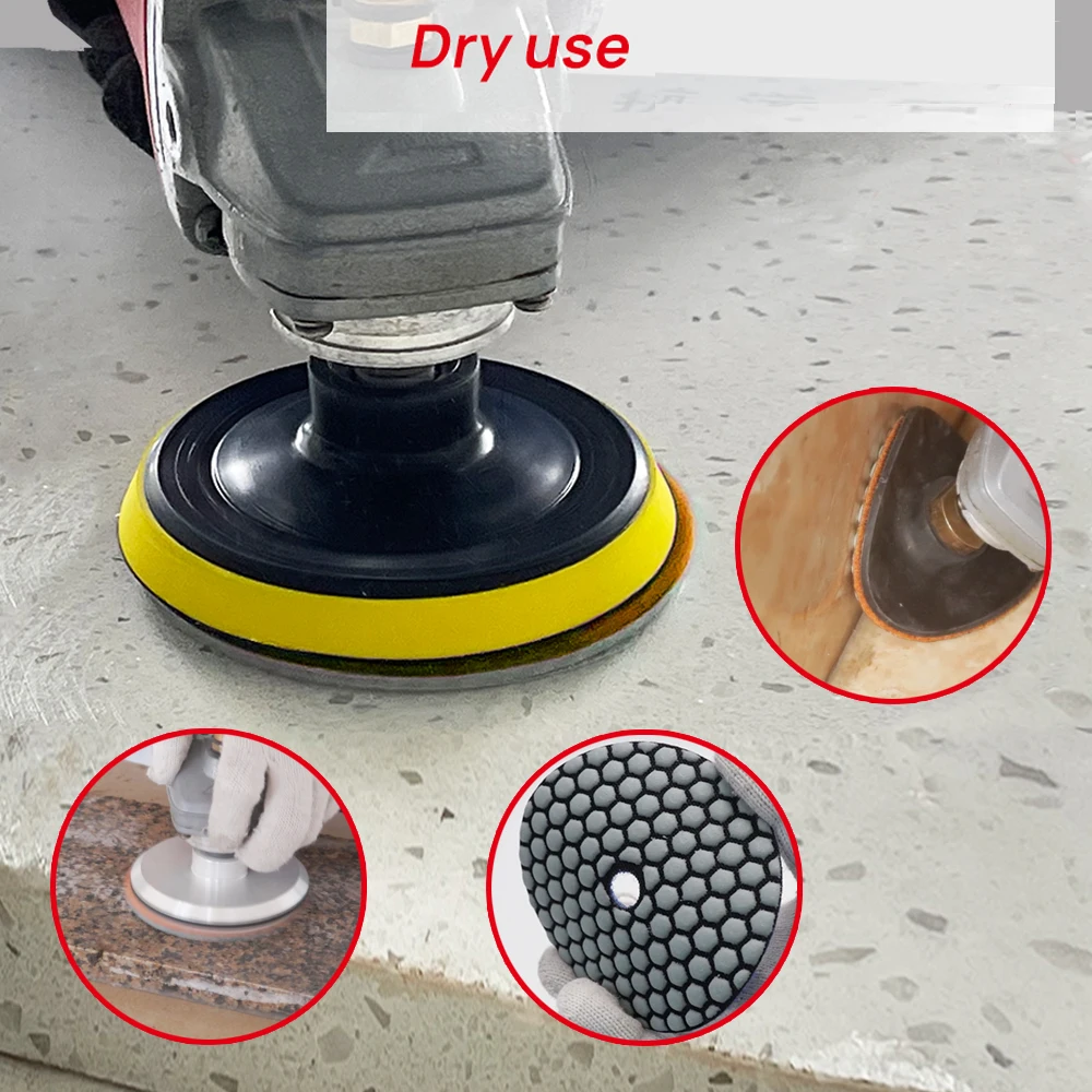 

Набор алмазных полировальных кругов DT-DIATOOL, 7 шт., класс А, для сухой полировки, 4 дюйма/100 мм, на смоляной основе, зернистость # 50 шлифовальных дисков для гранита, мрамора и камня