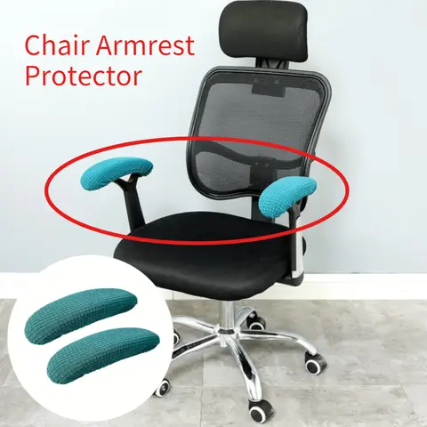 1/2pairs Chair Armrest Covers Swivel Chair Arm Protectors Half-Cover Style Solid Color Elastic Band Stain-Resistant Stretchy