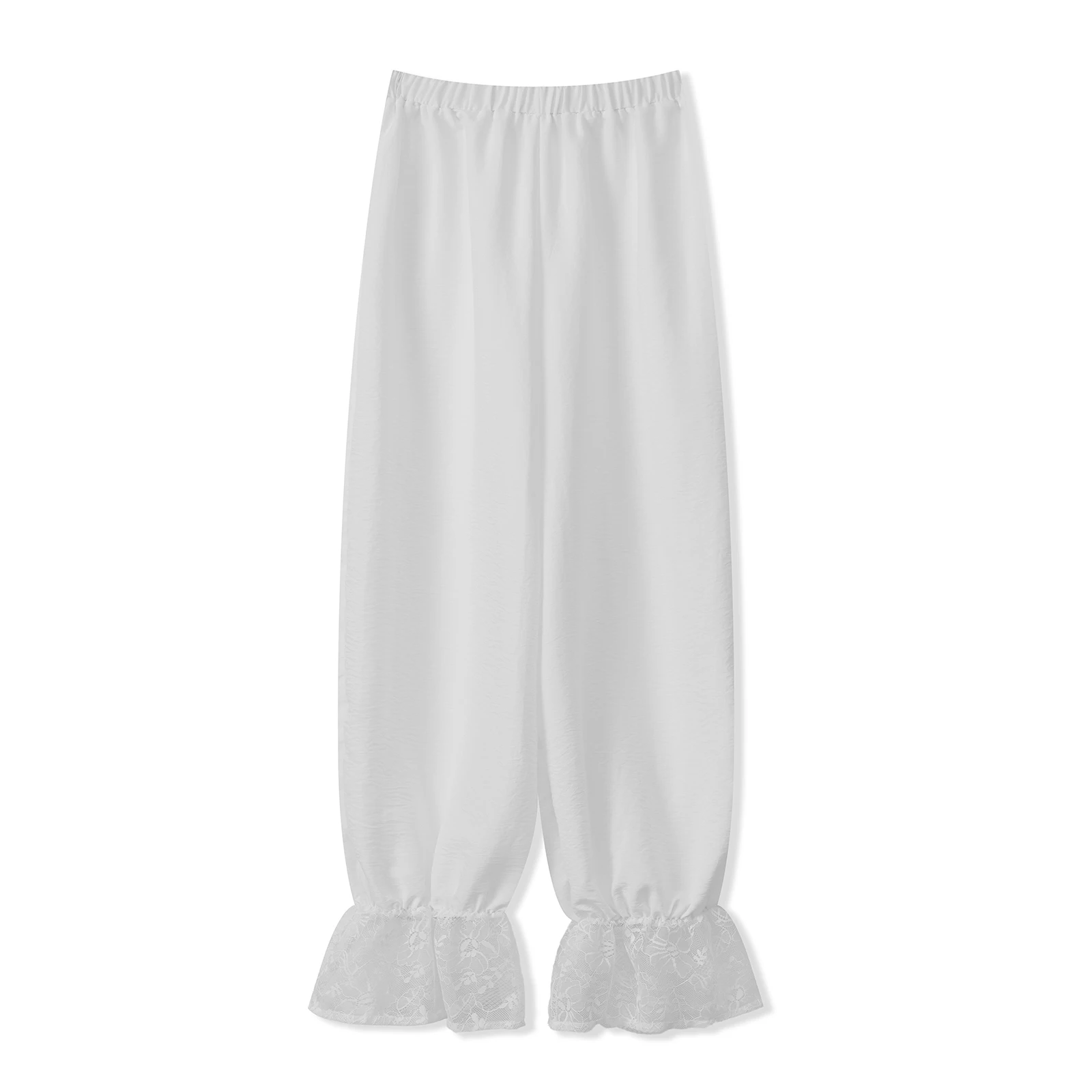 

Fashion Aesthetic Women's Spring Summer Lantern Pants Kawaii Lace Patchwork Leg Cuff Loose Wide Leg Trousers Streetwear