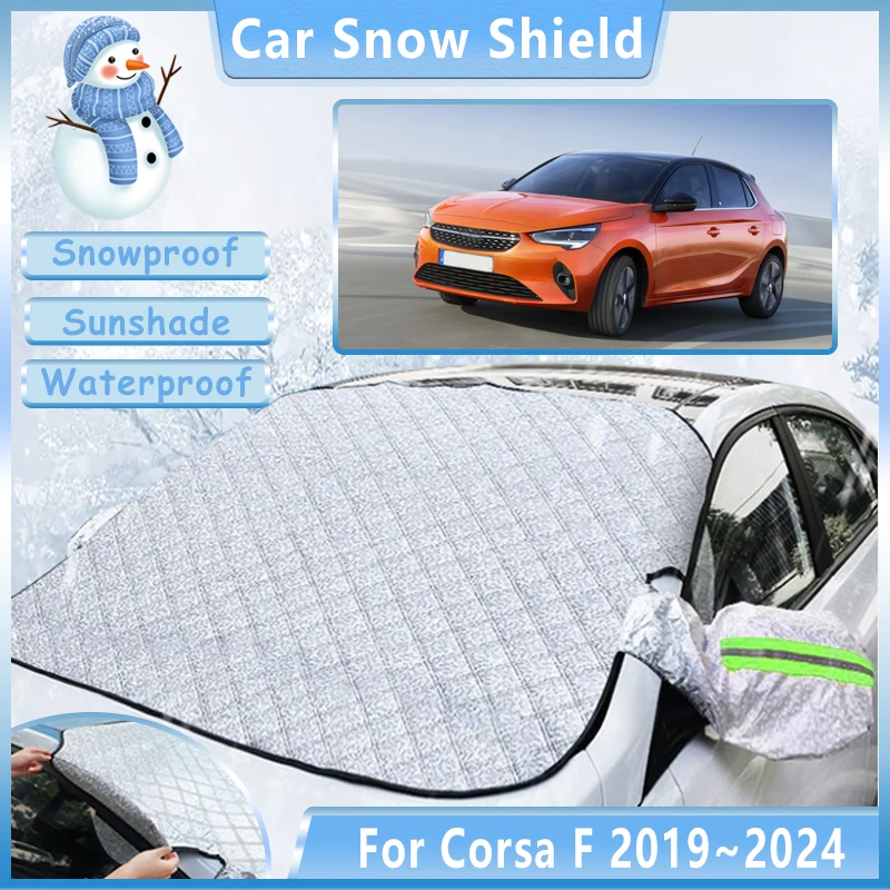 

For Opel Corsa F P2JO 2019~2024 Vauxhall Corsa Winter Car Snow Cover Front Windshield Frost Sunshade Protect Shield Accessories