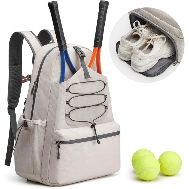 Tennis Bag Portable Tennis Backpack Large Capacity Ball Pack Racket Storage Daypack Outdoor Pickleball Bag with Shoe Compartment