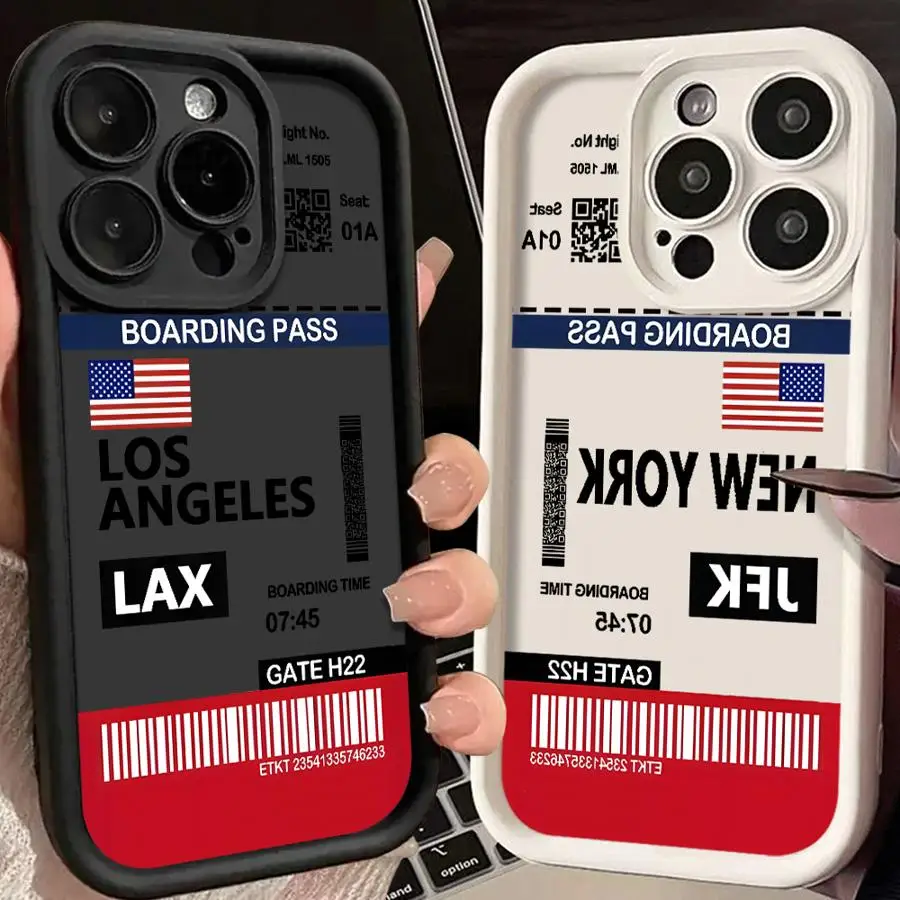 

Phone Cover Case for iPhone 17 Pro Max 13 12 Pro 17Pro 11 15 Plus Air 16 14 Hot Air Ticket New York Label