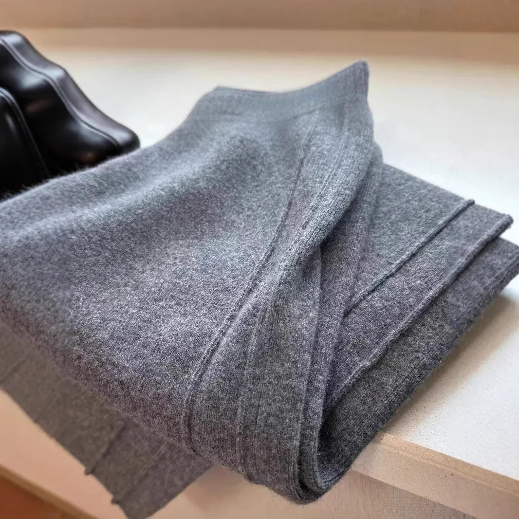 Autumn Winter Hickened Cashmere Knitted Wide Leg Pants Women's High Waist Draped Pants Casual Loose Pants
