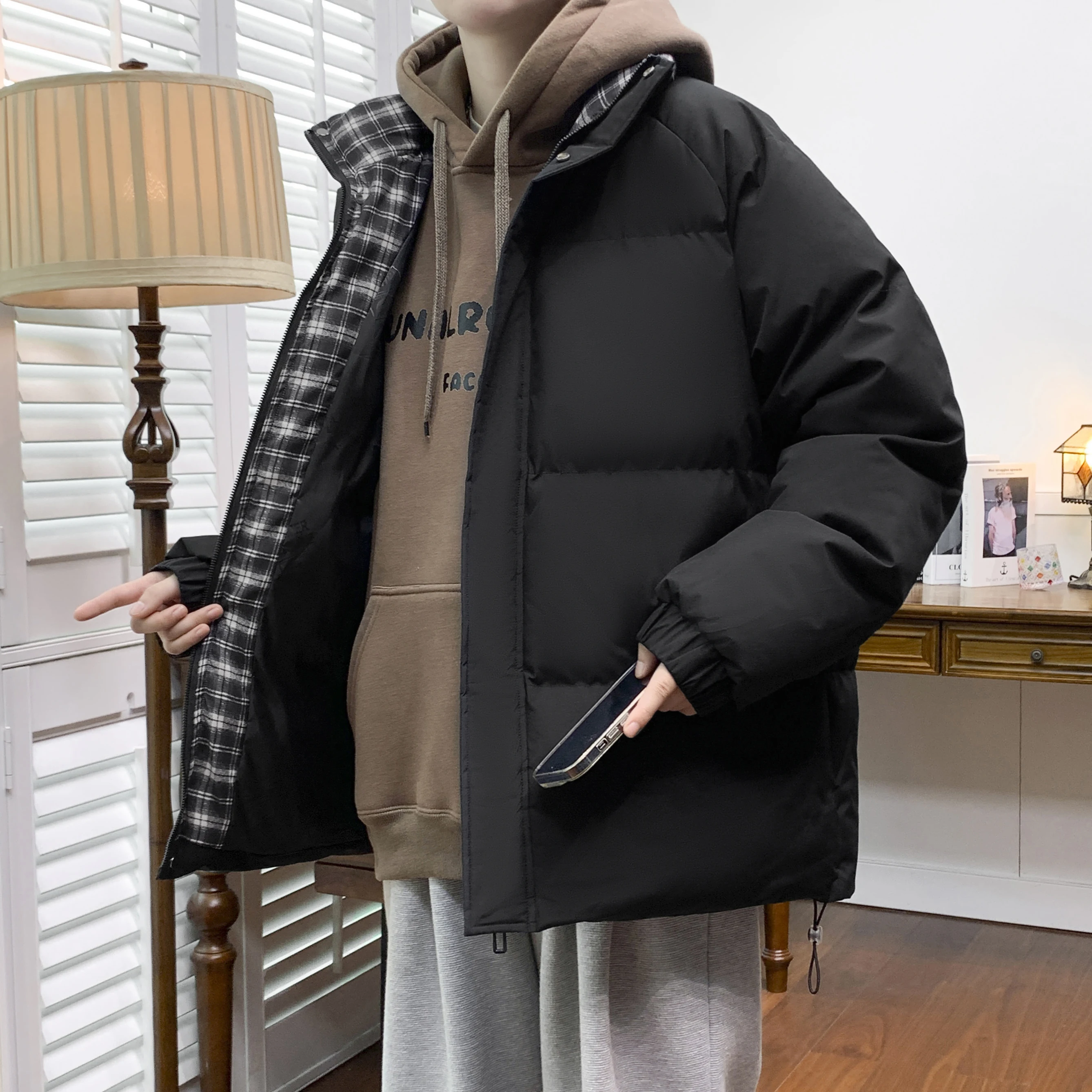 

Men's new thermal cotton-padded clothes Korean version of casual bread cotton-padded clothes thickened stand-up collar