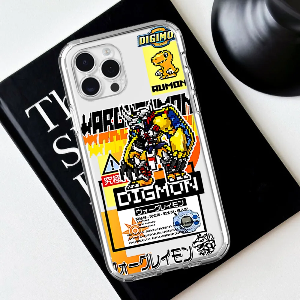 Cartoon D-Digimons For iPhone 16 15 13 14 12 11 Pro Plus MAX XS iPhone13 14 Mini Transparent Phone Case