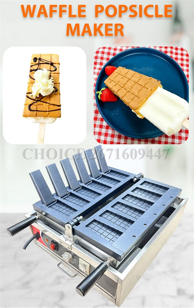 

Electric Popsicle Shape Waffle Crust Maker Machine Pop Stick Ice Cream Waffle Snack Equipment