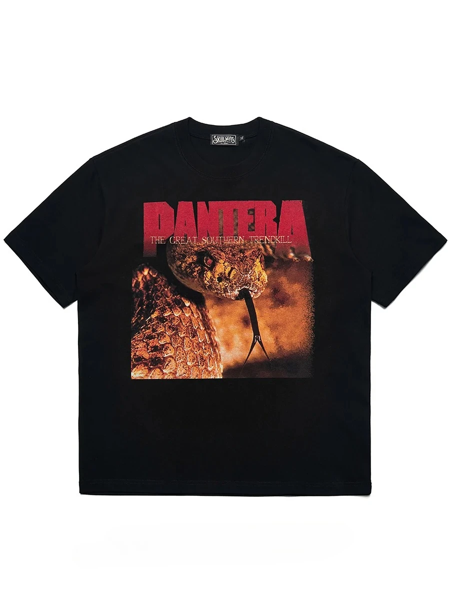 Camiseta de manga corta con cuello redondo Y2k, ropa para hombre, Pantera, Pantera, Pandora, serpiente, Torrent, Heavy Metal, camiseta para hombre