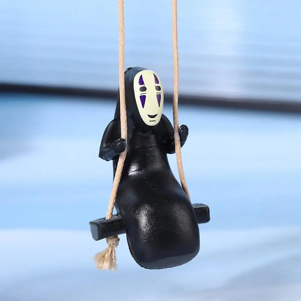 1/3PCS New No Face Swinging Resin Figurine Cute Stress Relief Toy Rearview Mirror Pendant Birthday Gift Auto Decoraction