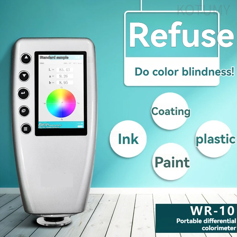Handheld WR10QC Color Analyzer, Portable Digital Color Difference Tester for Coating, Ink, Fabric, Timber Color Measurement