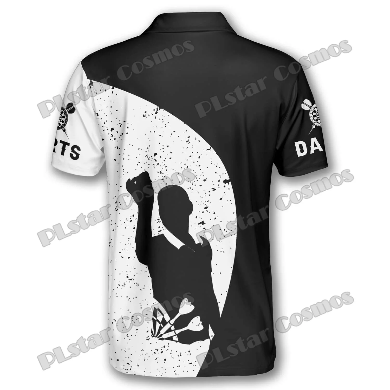 Darts Black White Emblem Pattern Custom Name 3D Printed Fashion Men's Polo Shirts Summer Casual Unisex Premium Polo Shirt PLP35