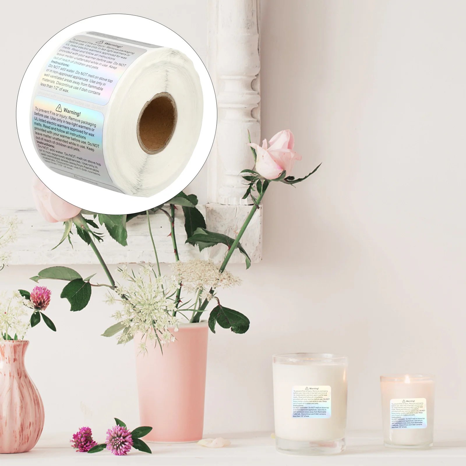 Sticker Labels Safety Wax Melting Decal Adhesive Jar Safety Label Stickers Replacement Use