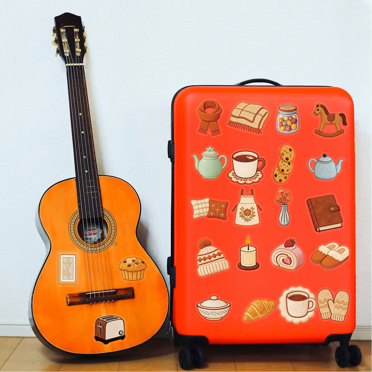 50PCS Cozy Little Things Aesthetic Sticker Skateboard Cute Guitar Aesthetic Decals Colorful Stationery Waterproof PVC Stickers