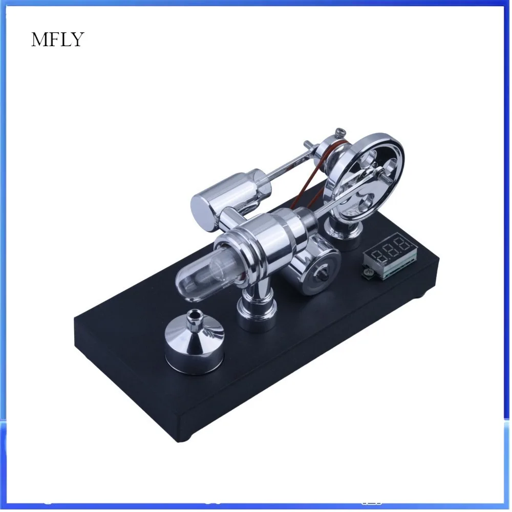Stirling Engine Power Generation Model DIY Engine Generator Physical Experiment Teaching Device with Light Bulb USB Interface