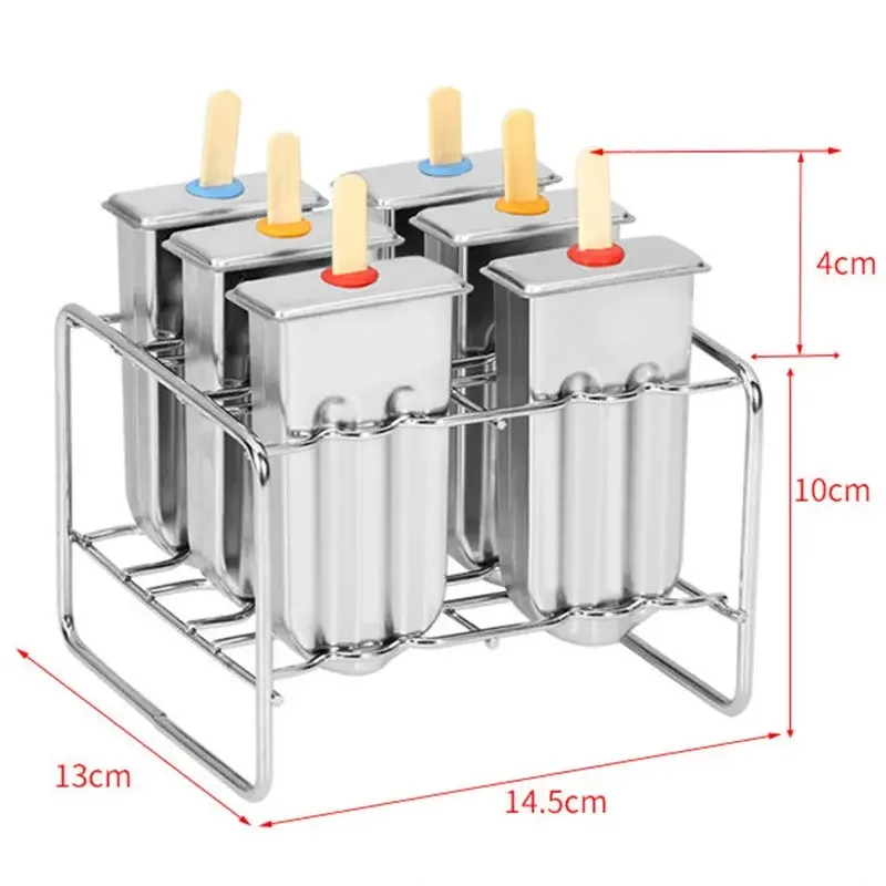Home 304 Stainless Steel ice Cream Mold Sets,Commercial Double Slot Popsicle Mold,ice Cream Tray,Ice Lolly Popsicle Making Box