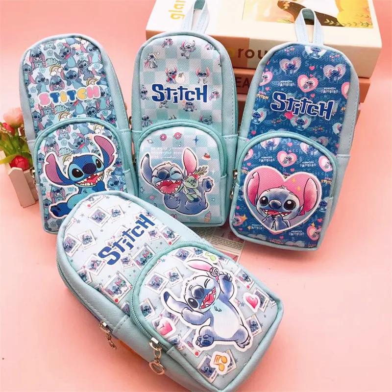 

Disney Stitch Pencil Case Cute Anime Lilo & Stitch Portable Large Capacity PU Waterproof Stationery Bag Cosmetic Bag Child Gifts