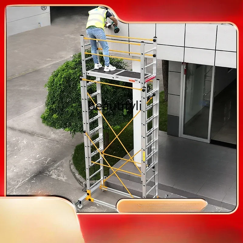 Aluminum alloy scaffolding lift folding mobile engineering ladder aerial work platform ladder