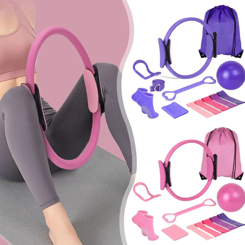مجموعة بيلاتيس مكونة من 13 قطعة، حلقة مقاومة لليوجا - تدريب عضلات الساق، أداة سحب قوة الأطراف، معدات تمارين اللياقة البدنية في صالة الألعاب الرياضية المنزلية