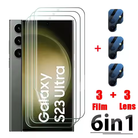 6IN1 Hydrogel Film for Samsung Galaxy S24 S23 S22 S21 S20 Ultra Camera Lens Screen Protector on Galaxy S23 FE S9 S10 Lite Plus