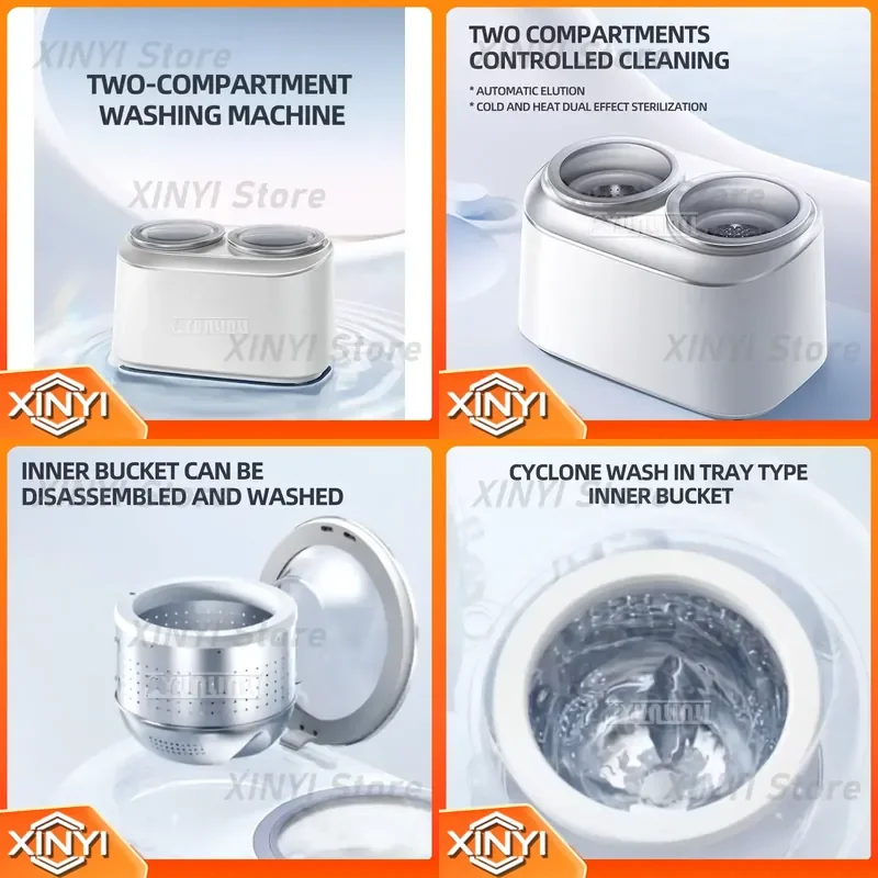 Double Barrel Clothes Washer for Underwear Socks Automatic Mini Washing Machine for Household Use Tanque De Lavar Roupa
