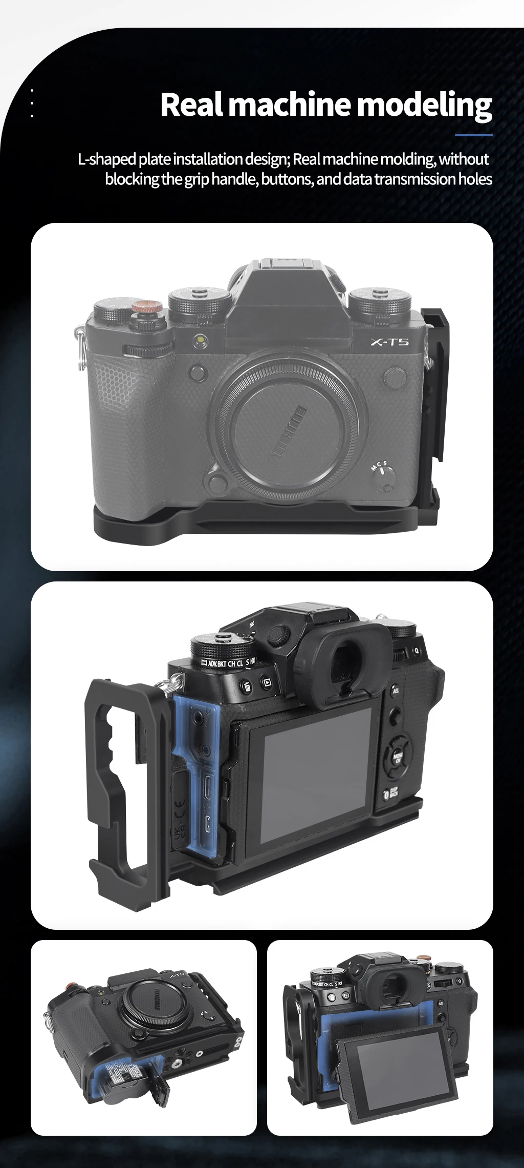 Xt5 schnell verschluss l platte halterung für fujifilm X-T5 kamera stativ arca-typ halter 1/4 kalt schuh horizontal vertikal handgriff – Detail 14