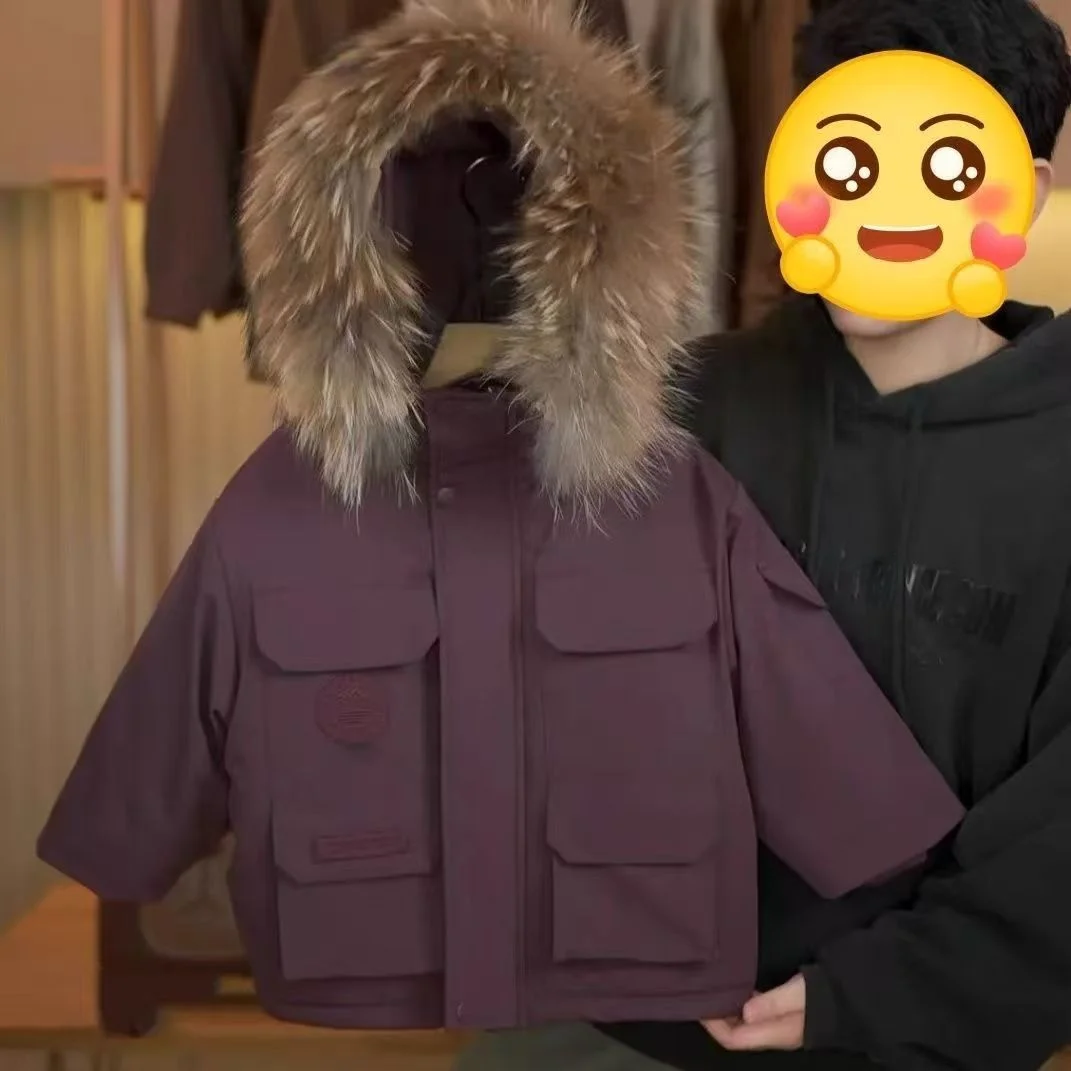 

Girls Winter Thiened Fce Lined Fur Collar Jaet Mid-Length Cotton Coat Trendy Children's Wear Sweet Sle Long Sve Z...