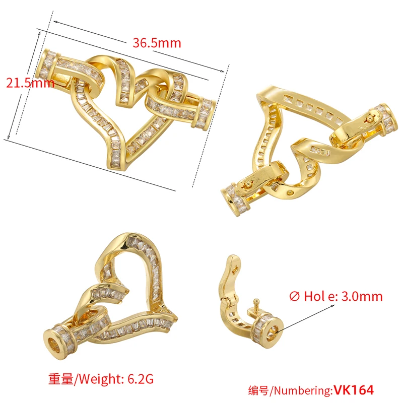 Verschiedene Haken für Schmuckherstellungszubehör, DIY-Haken, Zubehör, Zirkonia-Verbinder für Armbänder: VK163 – Detail 28