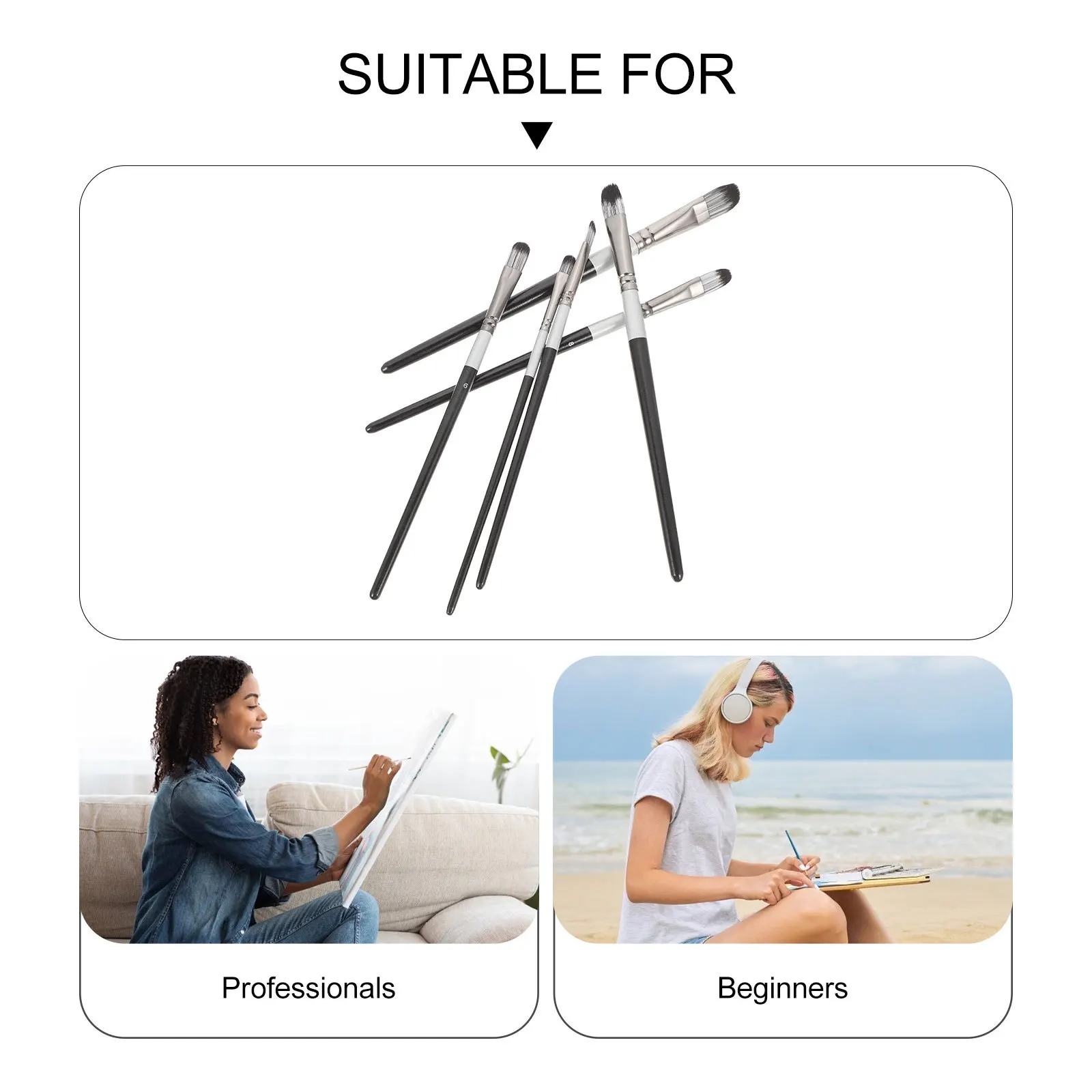 

6Pcs Premium Artist Paint Brush Set Oil Watercolor Acrylic Drawing Portable Practical Durable Multi-Purpose Professional