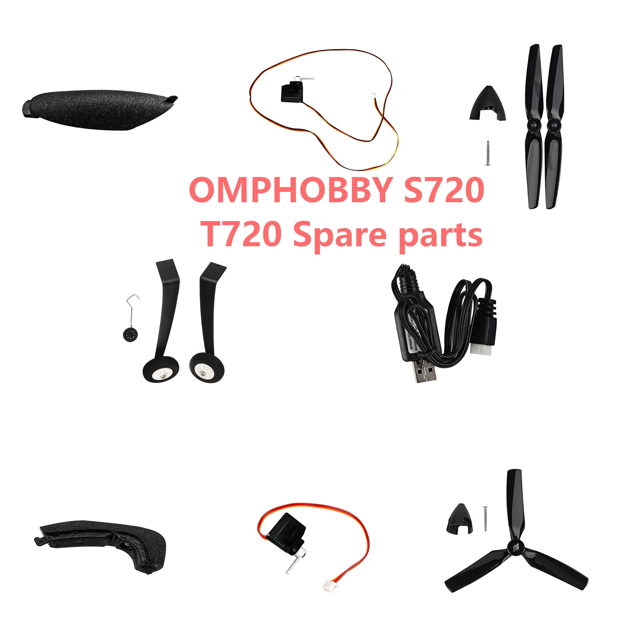 OMPHOBBY S720 T720 RC Airplane spare parts propeller servo Landing gear charger Canopy etc