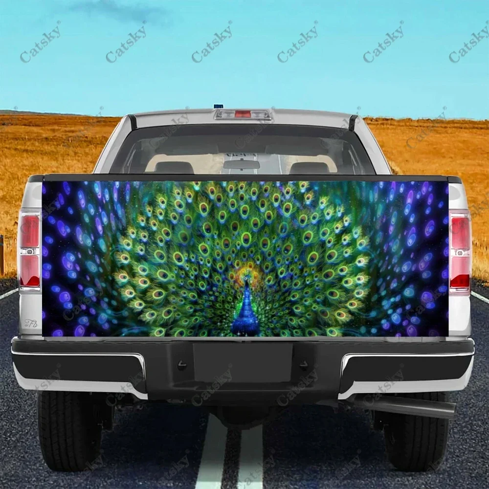 

Green Peacock Art Printing Car Tail Trunk Protect Sticker Decal Car Hood Automobile Decoration Sticker for SUV Off-road Pickup